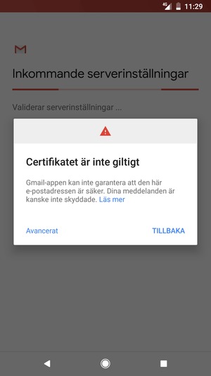 Välj TILLBAKA