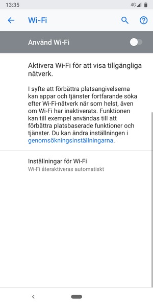 Aktivera Använd Wi-Fi