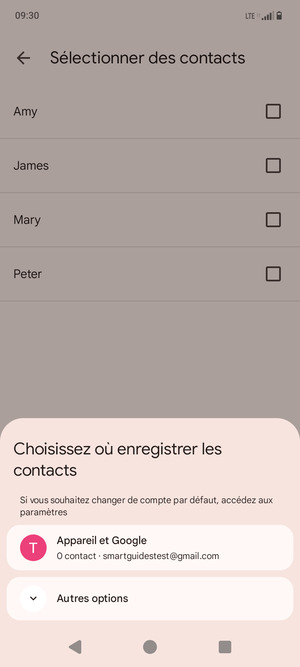 Sélectionnez Appareil et Google