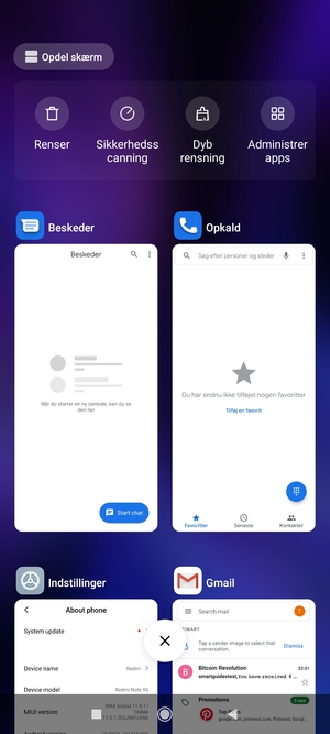 Vælg Slet-ikonet for at lukke alle åbne apps