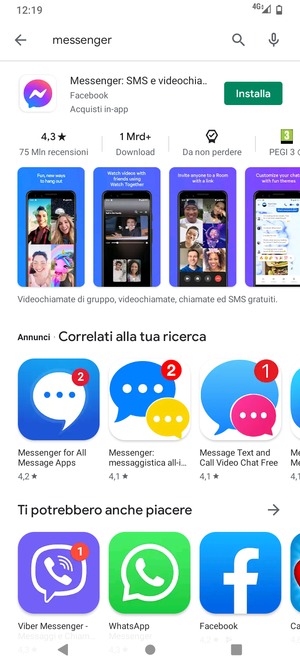 Seleziona l'applicazione