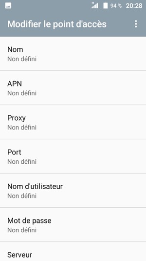Saisissez les informations Internet
