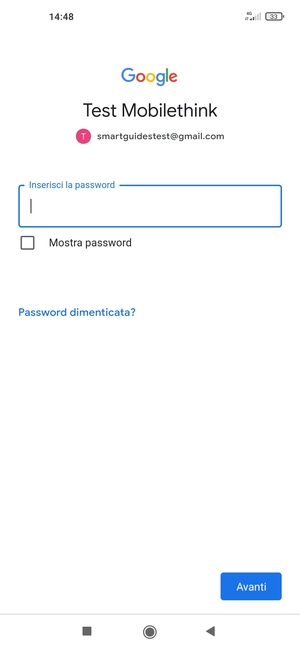 Inserisci la tua password di Gmail e seleziona Avanti