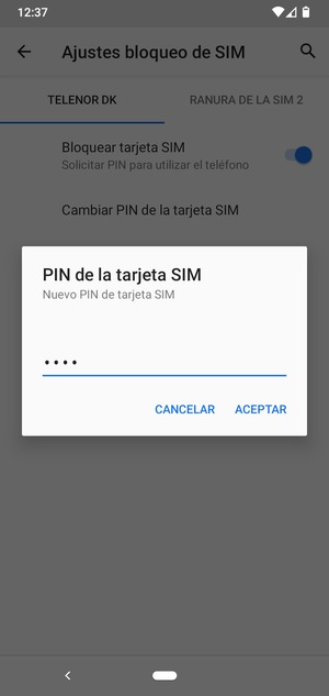 Introduzca su Nuevo PIN de tarjeta SIM y seleccione ACEPTAR