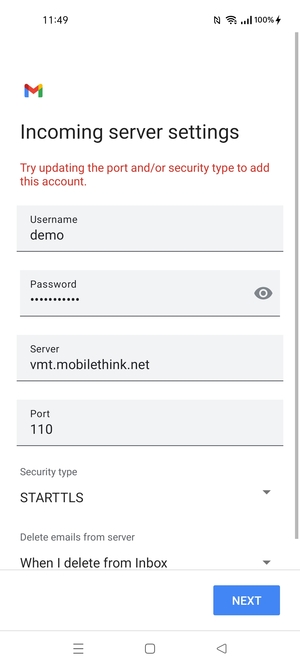 Select Security type
