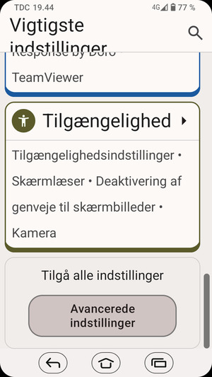Scroll til og vælg Avancerede indstillinger