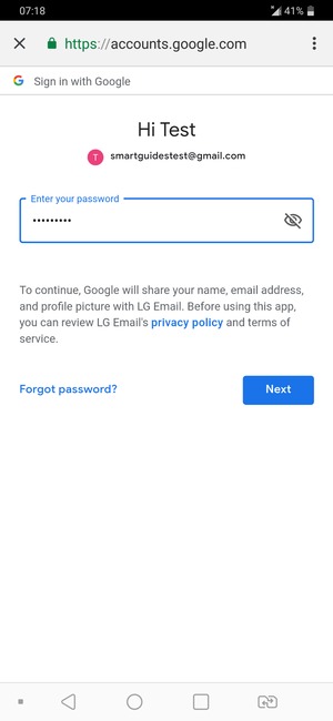 Enter your password and select Next