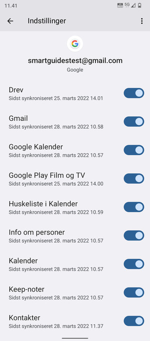 Kontroller at Kontakter er valgt