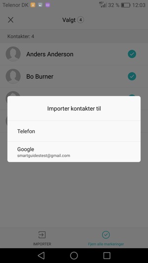 Velg din Google-konto