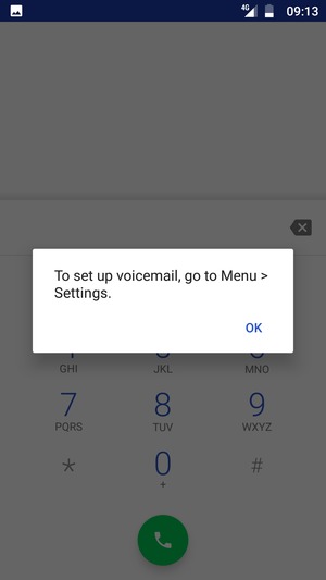 If your voicemail is not set up, select OK