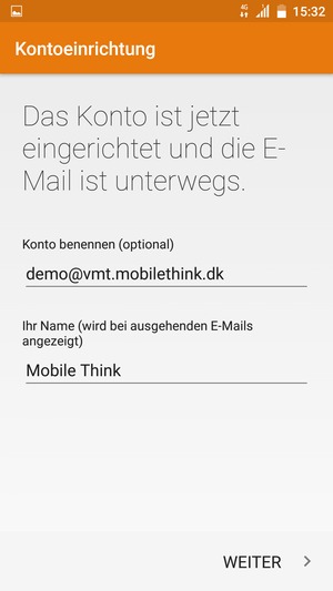 Geben Sie Ihrem Konto einen Namen und geben Sie Ihren Namen ein. Wählen Sie WEITER