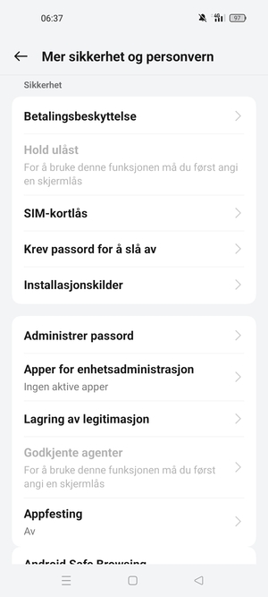 Bla til og velg SIM-kortlås