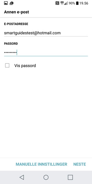 Skriv inn e-postadresse og passord. Velg NESTE