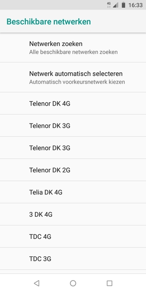 Selecteer een netwerkoperator uit de lijst