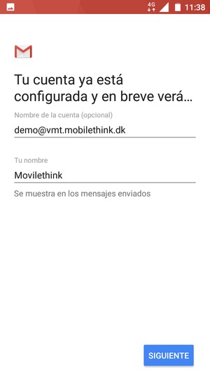 Déle a su cuenta un nombre y escriba su nombre. Seleccione SIGUIENTE