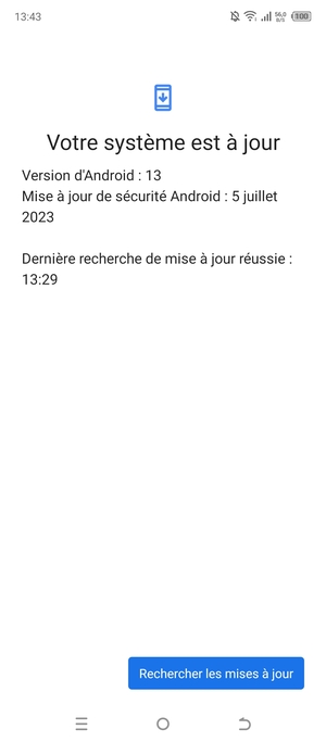 Si votre téléphone est à jour, vous verrez l'écran suivant