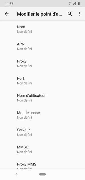Saisissez les informations MMS