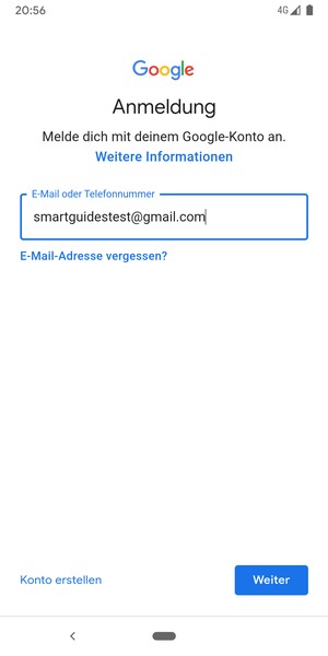 Geben Sie Ihre E-Mail-Adresse ein und wählen Sie Weiter