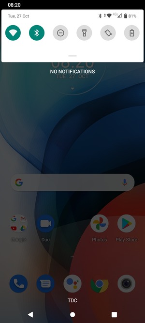 Slide down the top menu again