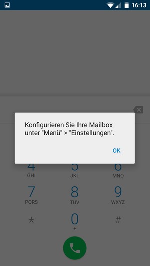 Falls Ihre Voicemail nicht eingerichtet ist, wählen Sie OK