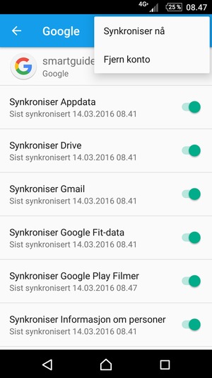 Velg Synkroniser nå