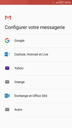 Sélectionnez Outlook, Hotmail et Live