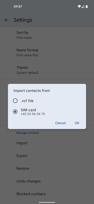Select SIM card and OK