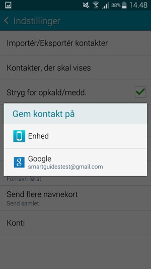 Vælg din Google konto