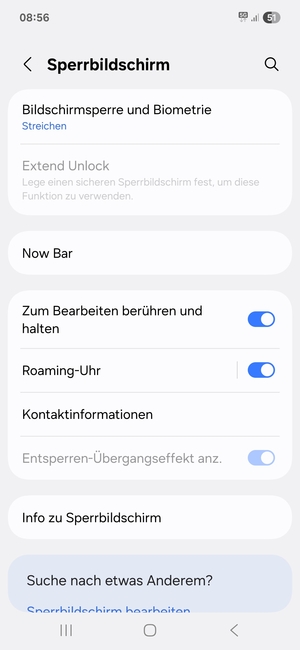Wählen Sie Bildschirmsperre und Biometrie
