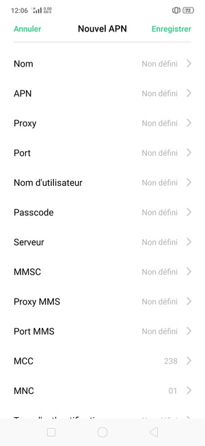 Saisissez les informations MMS