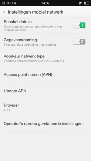 Selecteer Access point namen (APN)