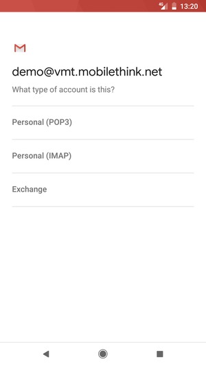 Select Personal (POP3) or Personal (IMAP)