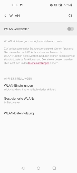 Schalten Sie WLAN verwenden ein
