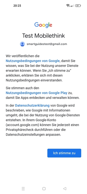 Wählen Sie Ich stimme zu