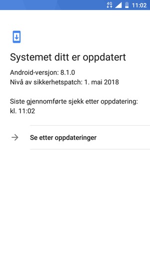 Hvis telefonen din er oppdatert, vil du se følgende skjermbilde