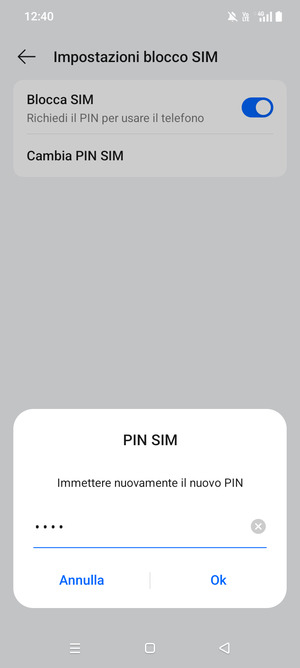Conferma il nuovo PIN SIM e seleziona Ok