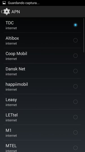 Seleccione el punto de acceso a Internet