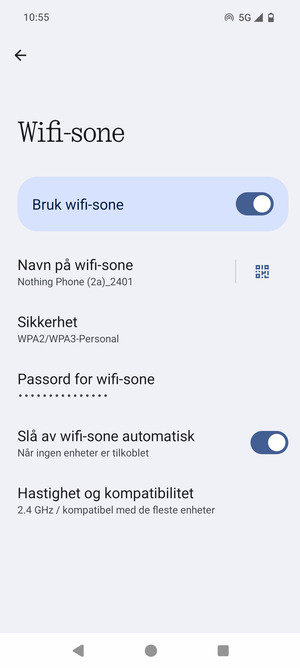 Telefonen din er konfigurert for bruk som et modem