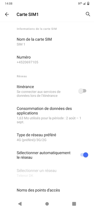 Faites défiler et sélectionnez Noms des points d'accès