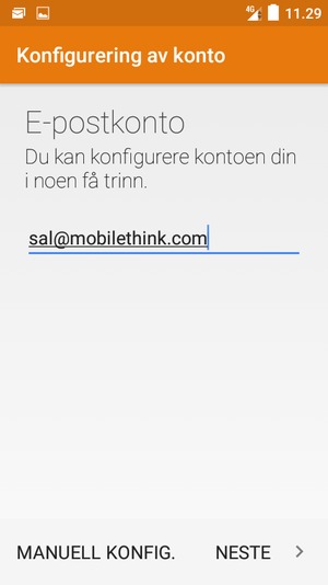 Skriv inn e-postadresse og velg NESTE