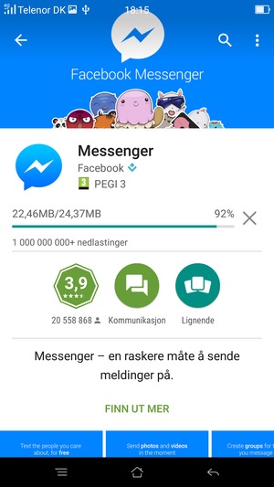 Vent til installasjonen er ferdig