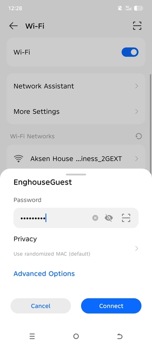 Enter the Wi-Fi password and select Connect