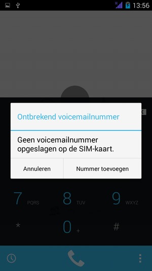 Als uw voicemail niet geïnstalleerd is, selecteert u Nummer toevoegen
