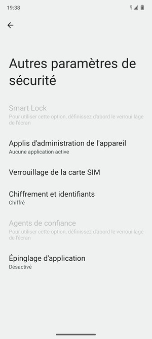 Sélectionnez Verrouillage de la carte SIM