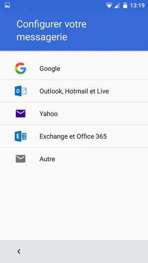 Sélectionnez Outlook, Hotmail et Live
