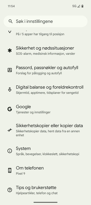 Bla til og velg System