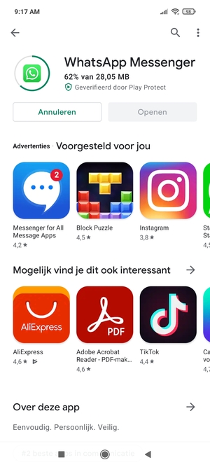 Wacht tot het installatieproces beëindigd is