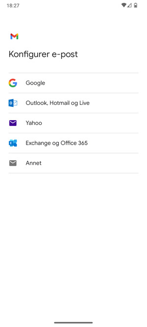 Velg Exchange og Office 365