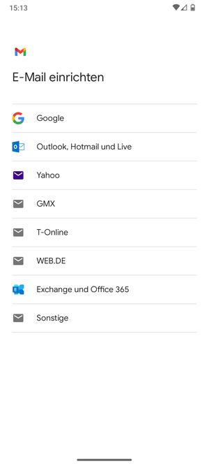 Wählen Sie Google