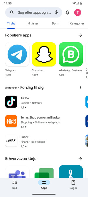 Vælg søgefeltet
